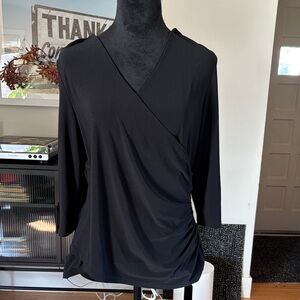 TravelSmith Black Wrap Blouse